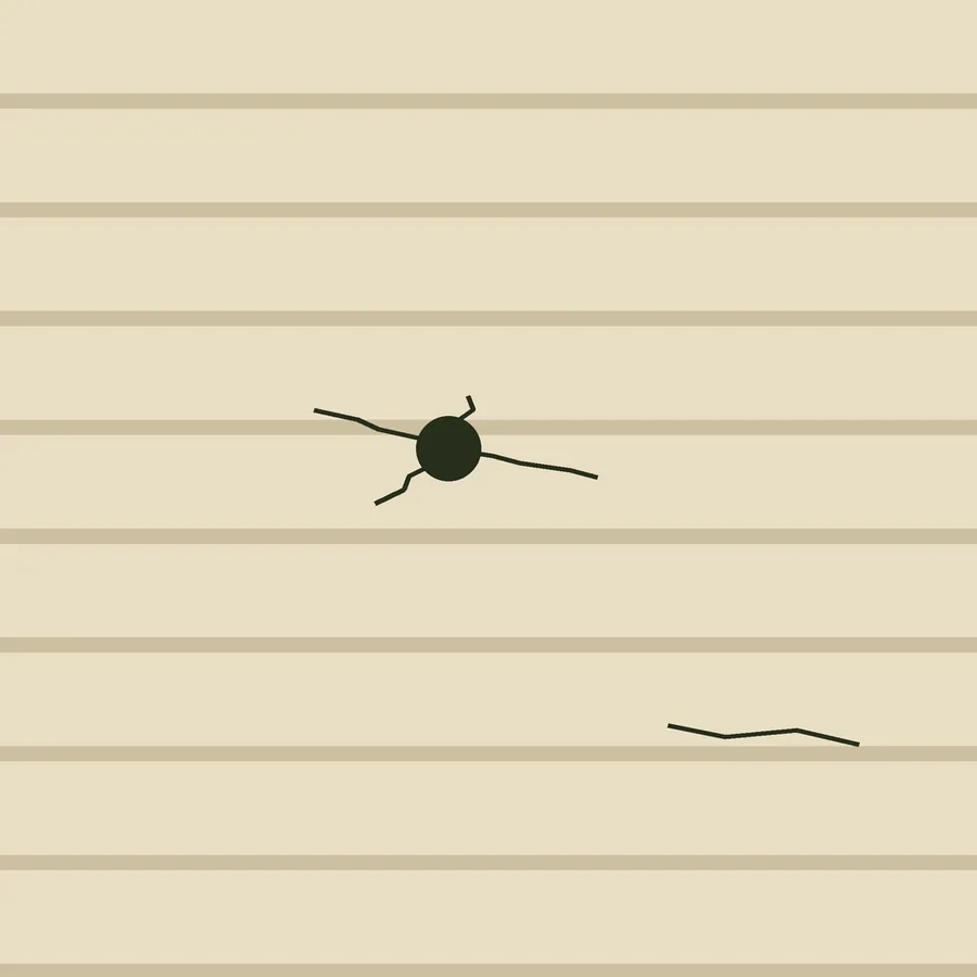 Drawing of beige vinyl lap siding with a round hole, cracks running from it and a crack at a lower edge